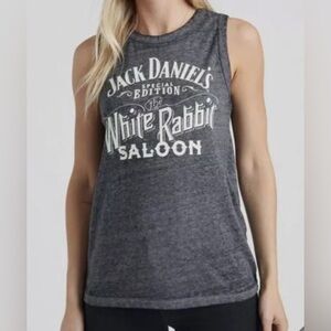 LUCKY BRAND WOMEN GRAY JACK DANIELS WHITE RABBIT SALOON‎ TANK SIZE SMALL